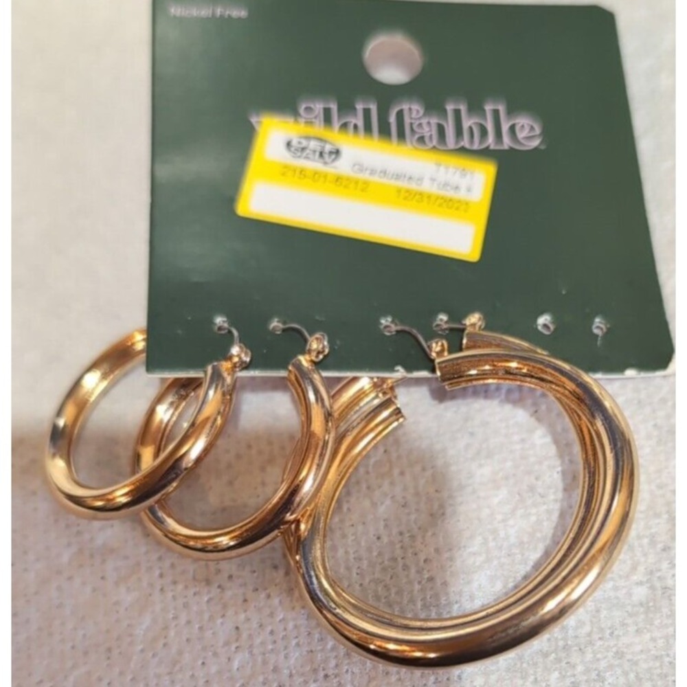 Wild fable hoop Earrings Set Of 2 pair New Gold
